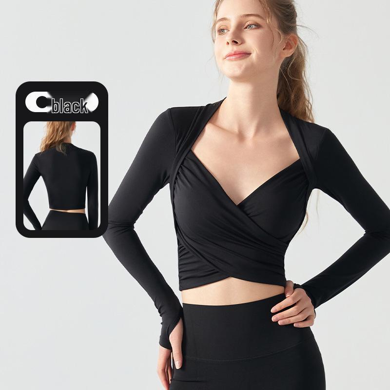 Women's Long Sleeve Yoga Top with Fixed Cups - Autumn/Winter Pilates Fitness Wearing Apparel