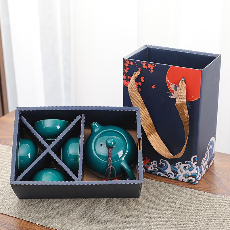 Ceramic Travel Kung Fu Tea Set Teapot Tea Can Creative Guochao Business Real Estate Event Gifts