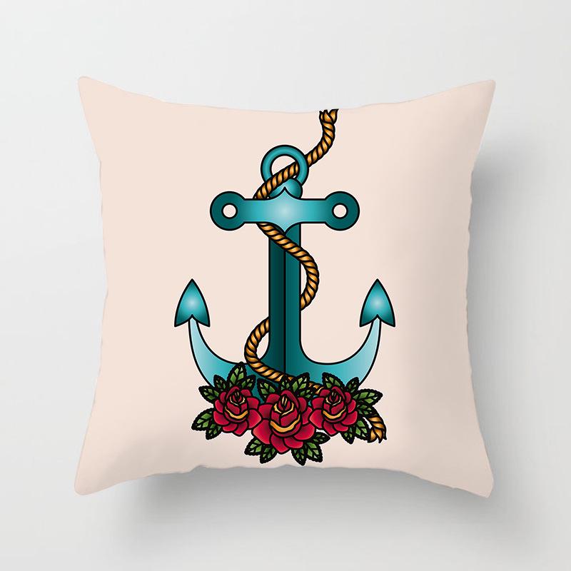 Retro Mediterranean Ocean Digital Print Peach Skin Pillow Cover Cushion Cover Wish Home Products Cushion Cover