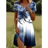 Abiti casual da donna con stampa floreale, manica corta, girocollo, per estate e primavera