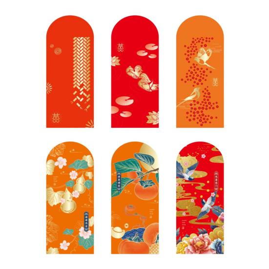 

6 шт. красных конвертов со словами благословения, китайский кролик, 2023 год по лунному календарю, денежные красные пакеты, декор для подарка C