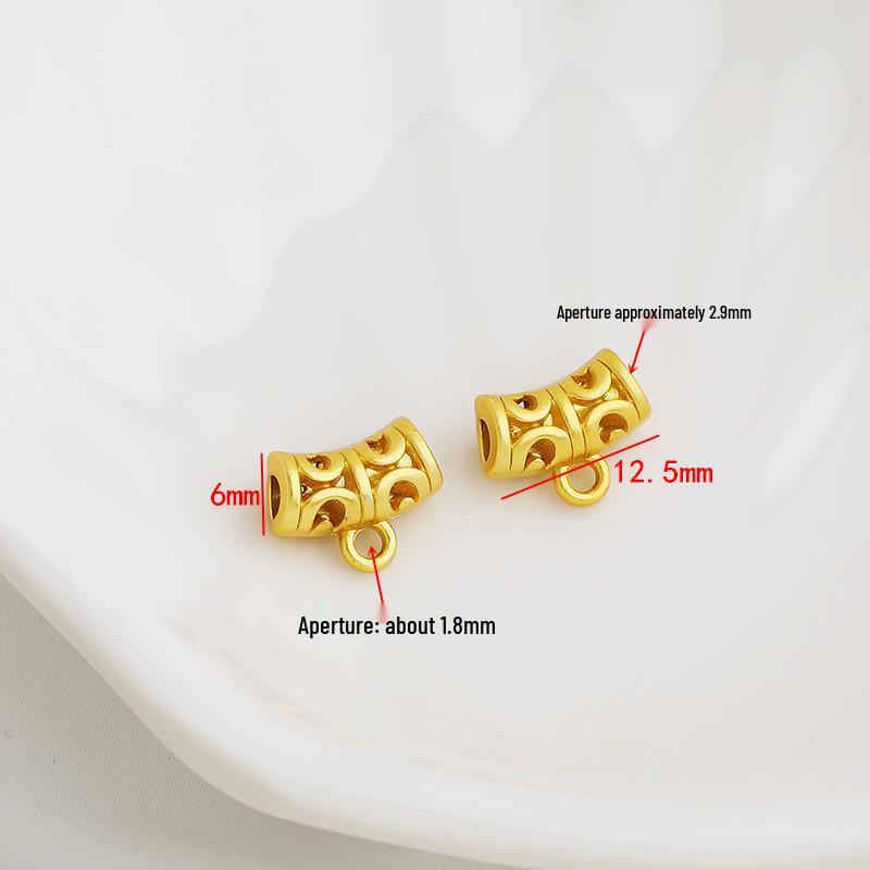 Gold-Plated Sand Gold Hollow Bracelet Necklace with Curved Tube, Pendant, and DIY Beading Rope Material.