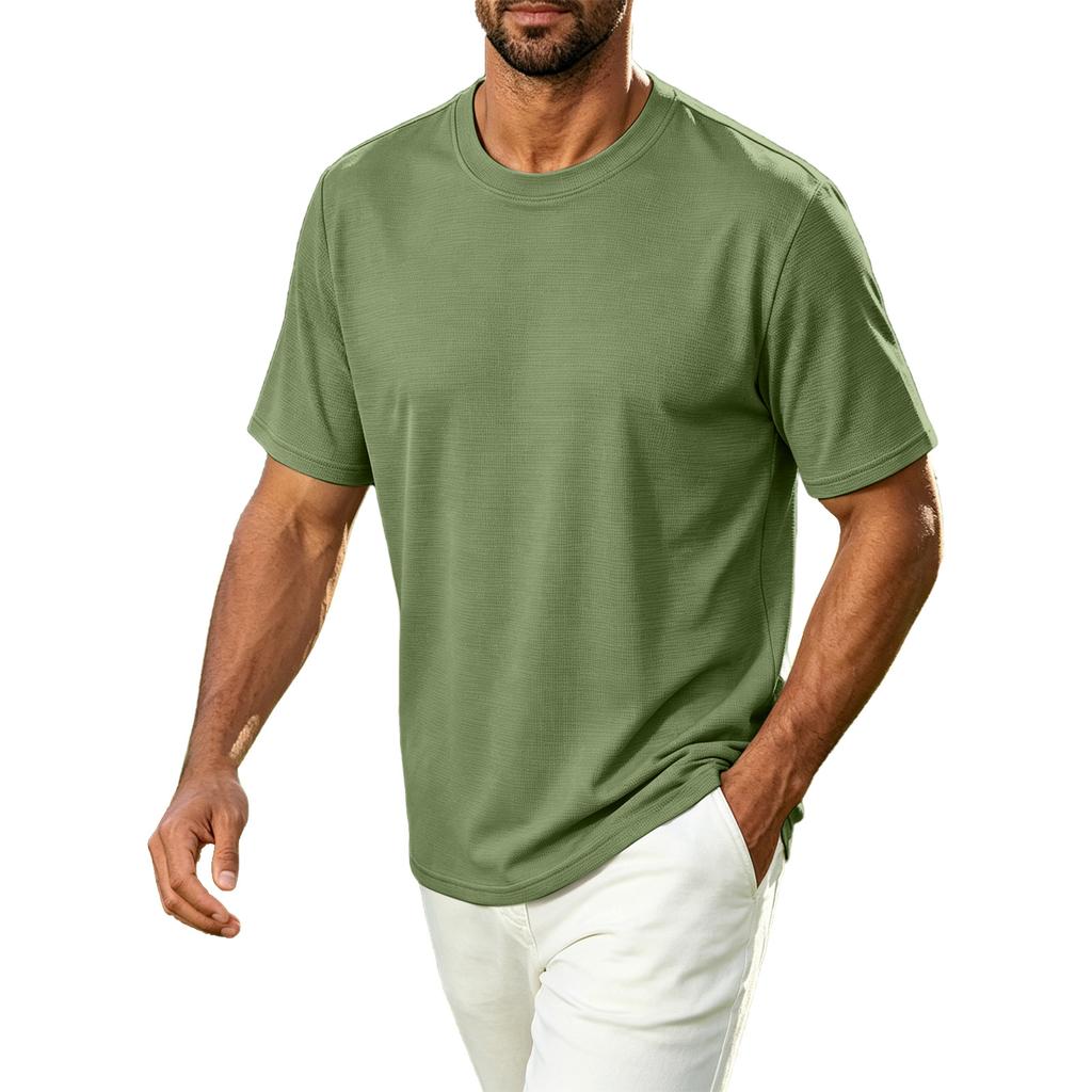 Men's Casual Crew Neck T Shirt Breathable Quick Dry Short Sleeve Athletic Tee Lightweight Comfortable Fabric for Outdoor Sports