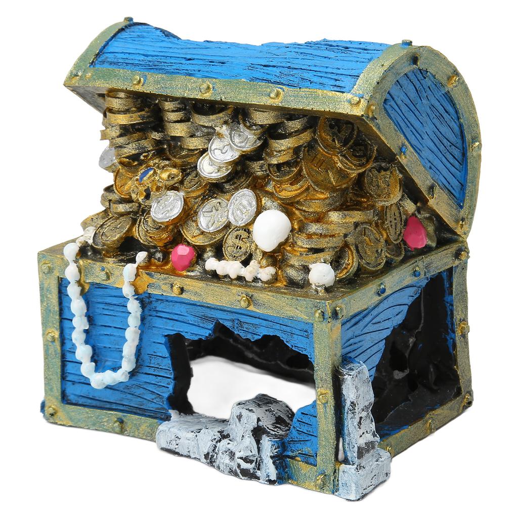 Aquarium Treasure Chest Ornament Resin Treasure Chest Box Hideaway for Fish Tank Landscape