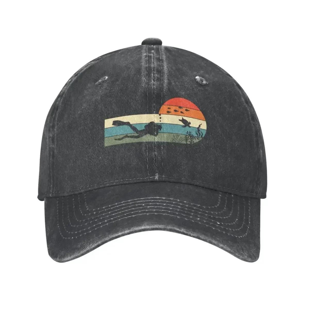 

Scuba Dive Diving Diver Vintage Retro Style Baseball Caps Distressed Denim Hats Cap Classic Outdoor Activities Snapback Cap One Size