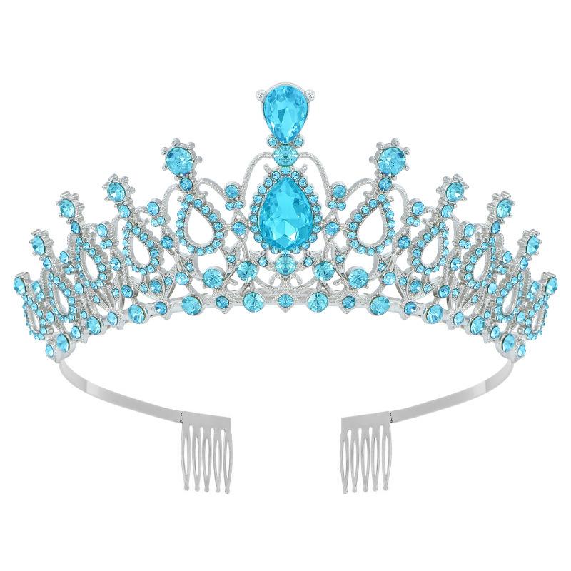 

Модная хрустальная корона со стразами, изысканная элегантная металлическая корона, свадебная невеста, день рождения, выпускной, аксессуары для волос озеро синий