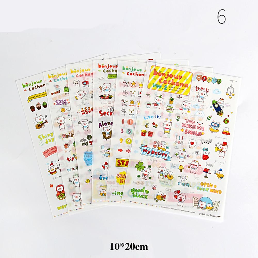 6 Sheets Cartoon Creative Stickers DIY Scrapbook Diary Phone Decorative Stickers Stationery