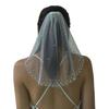 Stylish Single Layer Bridal Veil with Rhinestones Studded Tulle Face Veil Bridal Shower Veil For Wedding Photography