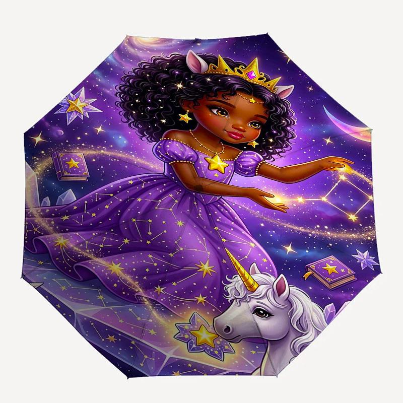 

1PC Magical Unicorn Umbrella-8-Rib Reinforced, Automatic Open, Lightweight & Durable, Fashion Accessory for Outdoor, Beach L0371