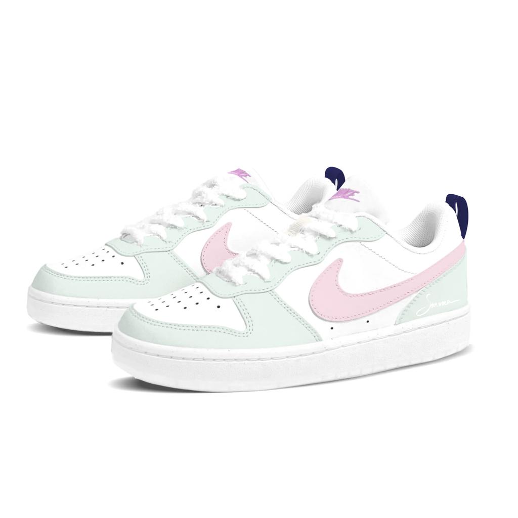 Nike Court Borough Ganzjahres-Milch-Cyan Niedrige Skateboard-Schuhe Damen Grün Rosa FV8120-141(Team1121-)