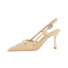 8cm French Bow Lace Mesh Ankle Strap Pointed Toe Stiletto Pumps DS-8718-A8
