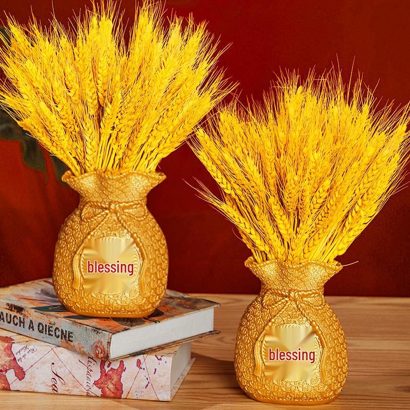 Golden Barley Ear Faux Flower Arrangement for Home Decor - Perfect for Living Room, Dining Table, Weddings & Special Occasions