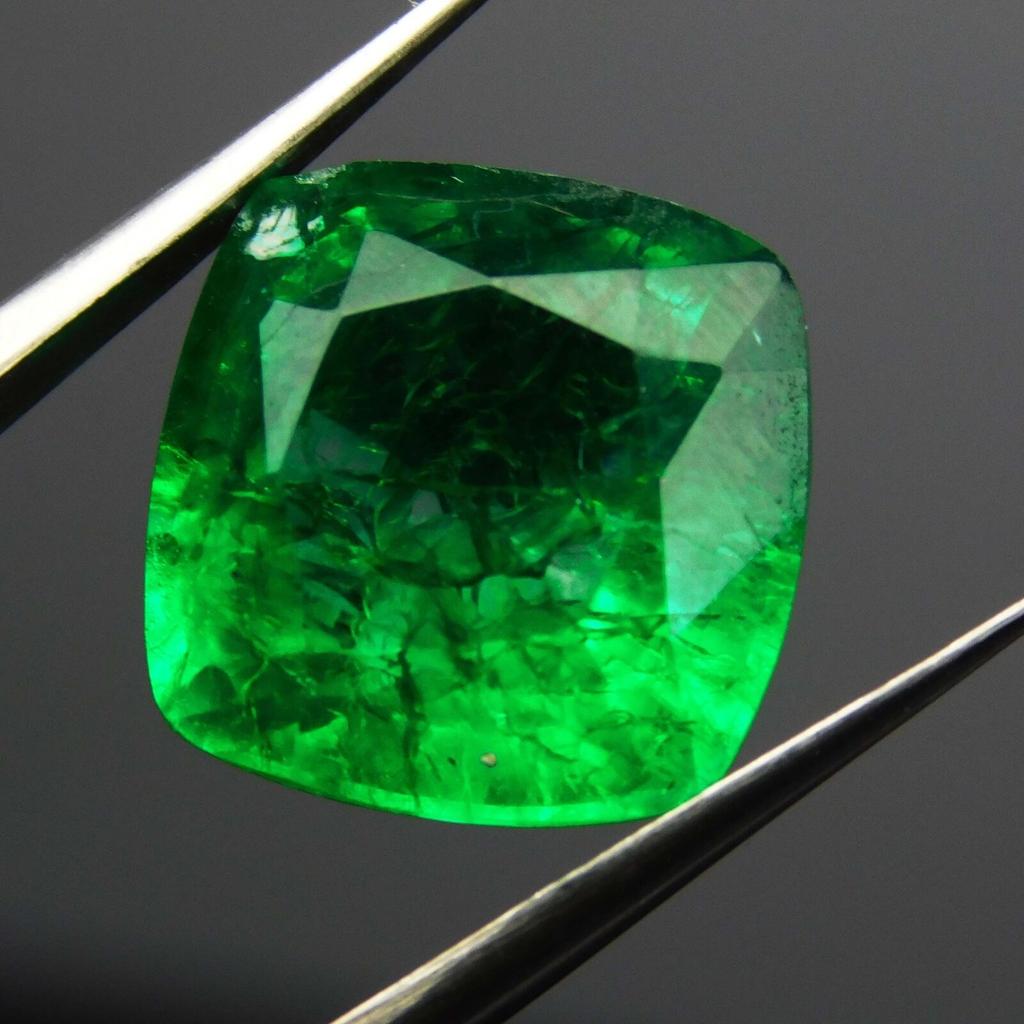 Natural Green Emerald Loose Gemstone 8.16 ct Top Rich Square Cushion for Jewelry Making and Crafts