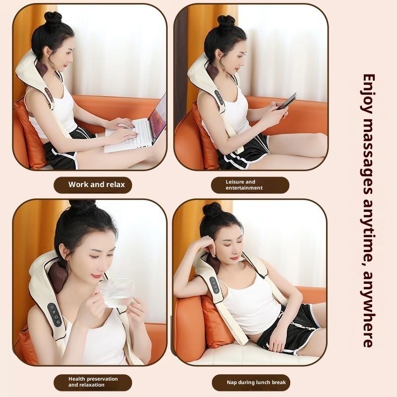 Hands-Free Neck Massager with Heat, Ideal for Office, Travel, and Relief