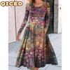 Fashion Autumn Winter Long Sleeve O-Neck Casual Dresses