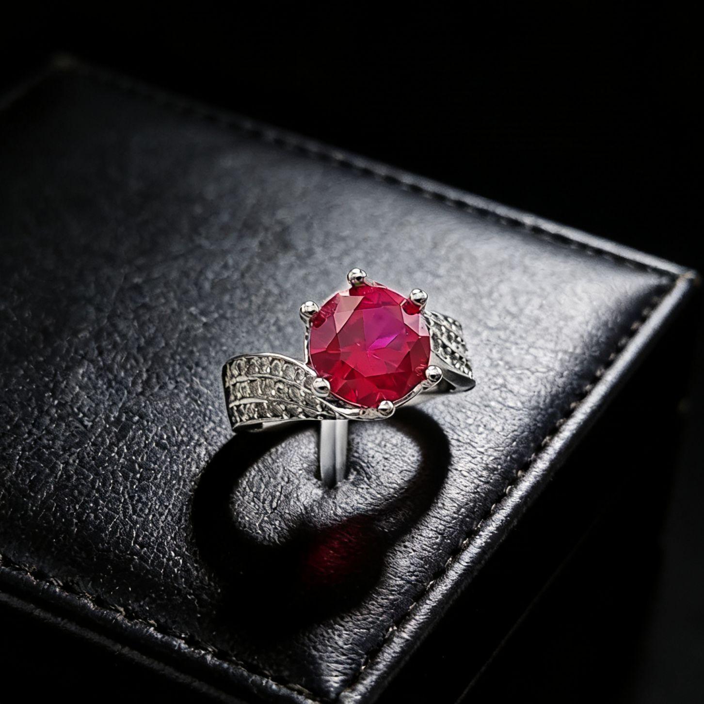 

iii Люблю Кольцо с культивированным рубином 3 карата Кольцо-сокровище с изумрудом цвета шампанского Adjustable opening