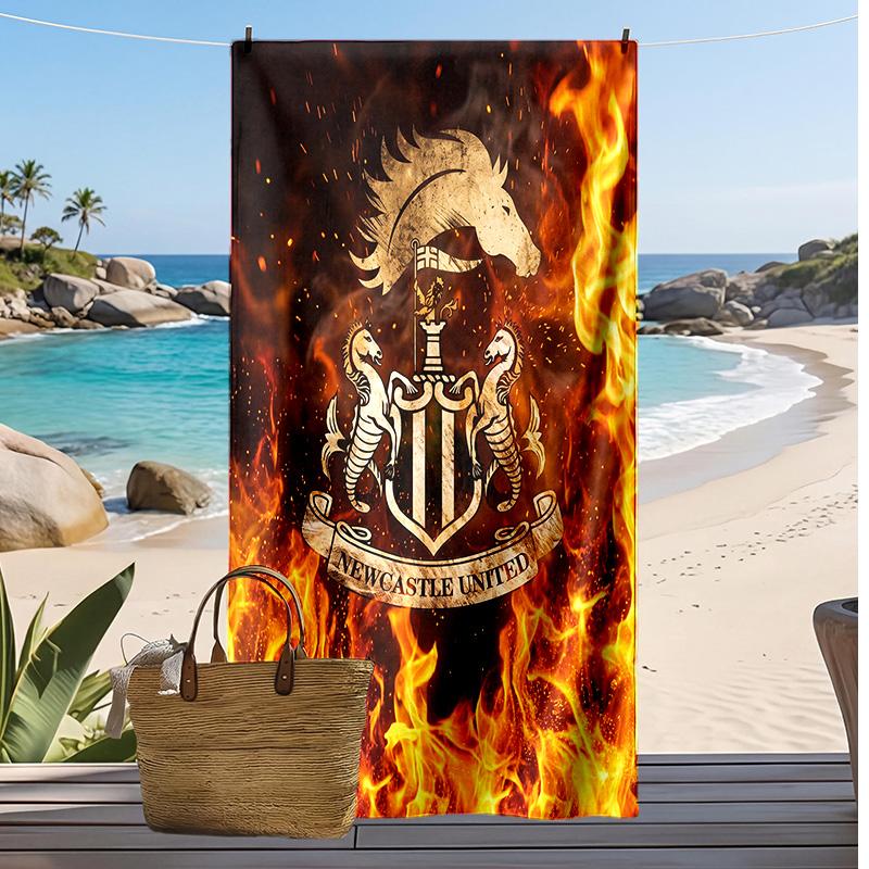 Newcastle United Football Print Beach Towel, Large Soft Quick Dry Towel for Beach Camping Swimming