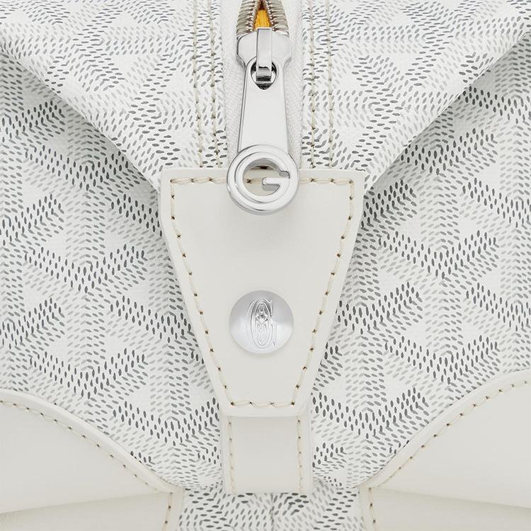 Goyard Monogrammed Zippered Canvas And Calfskin Travel Toiletry Bag Unisex Toiletry Bag White BOEING025TY-50CL50P