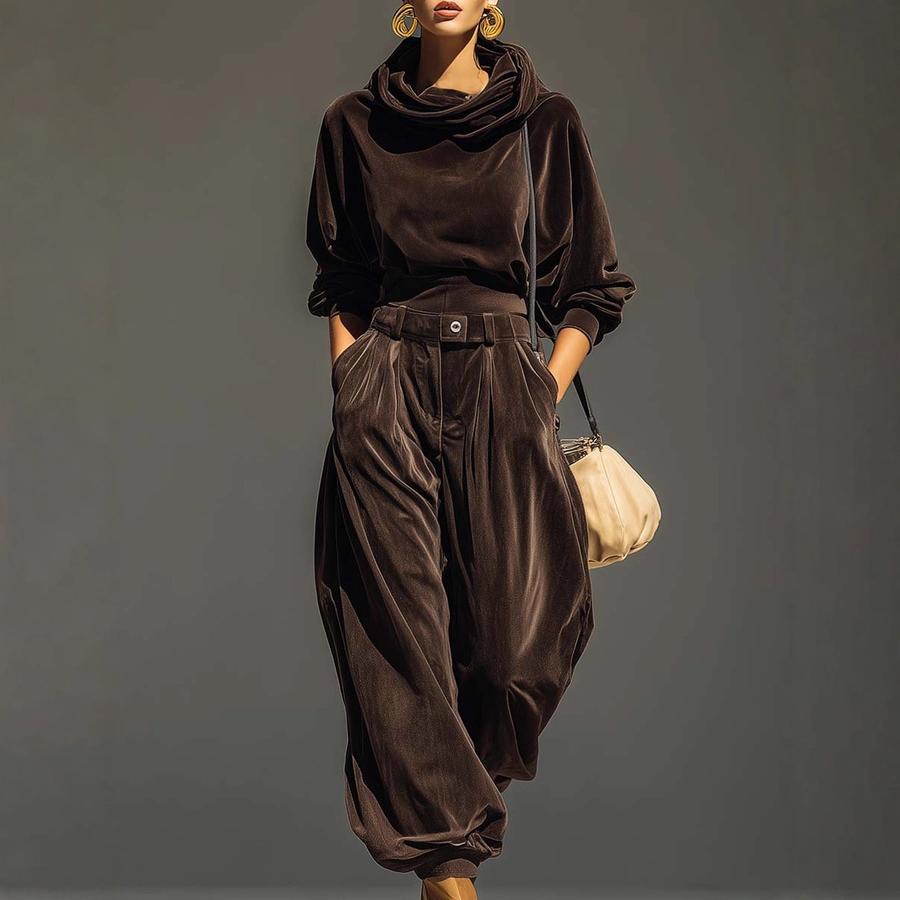 Nové sametové kalhoty s kapucí a dlouhým rukávem, volnočasové, pro ženy