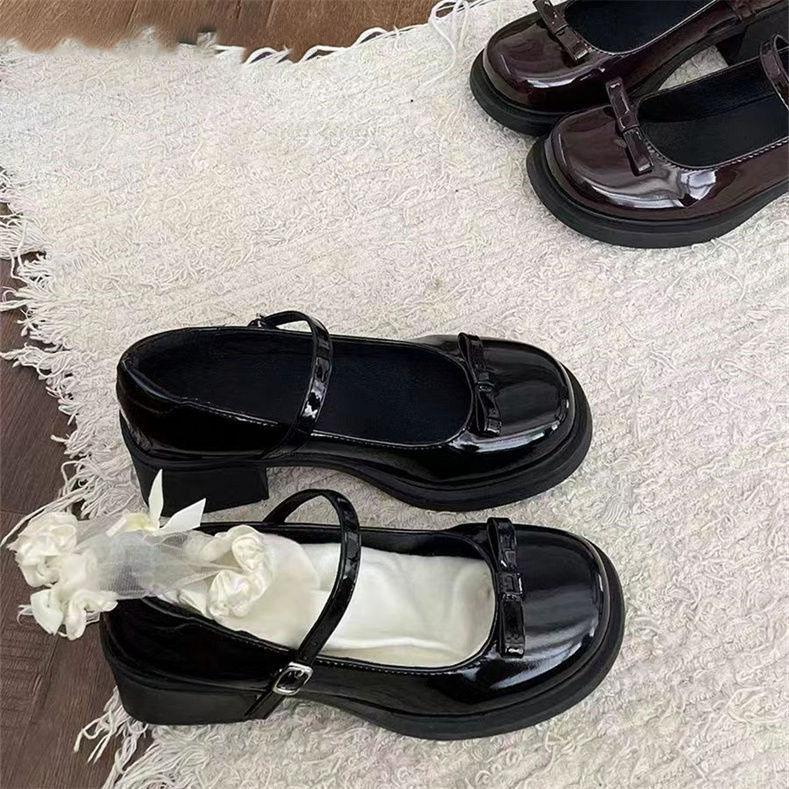 Japanese Mary Jane small leather shoes female sweet girl cute round head small leather shoes thick sole height small women's single shoes