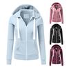 Herfst Winter Dames Jas Trekkoord Capuchon Ritssluiting Lange Mouwen Pure Kleur Slim Fit Elastische Manchetten Cardigan Zakken Sport Fitness Jas