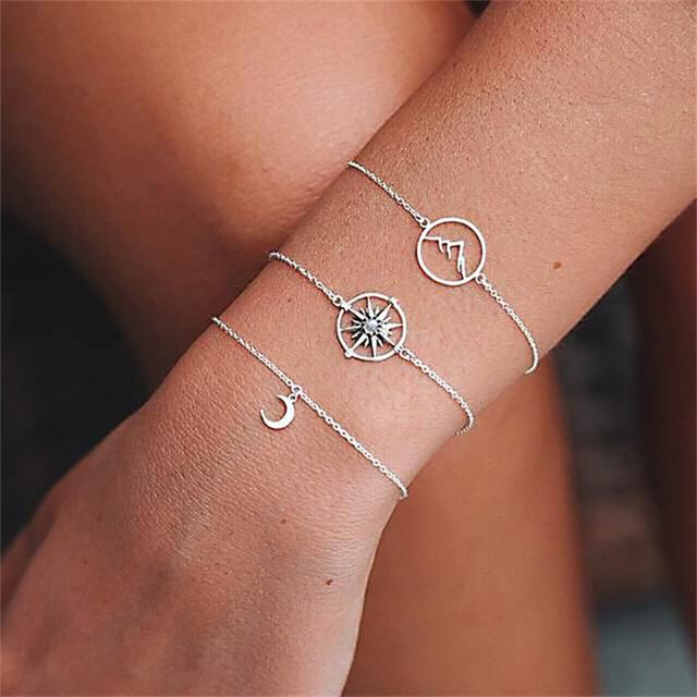 Tocona Bohemia Love Moon Bracelets For Women Charms Bead Gold Star Clear Crystal Stone Letter Rope Jewelry Accessories 6523