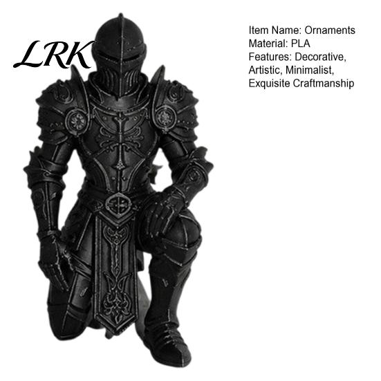 Knight Statue Decor 3D Printed Kneeling Statue, Medieval Armored Figurine, Creative Micro Landscape Desktop Warrior Sculpture for Home Office