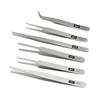 6Pcs Stainless Steel Precision Tweezers Kit Bent Straight Tips Industrial Repair Tool Set for Detailed Work