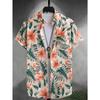 Hawaiian Color Coconut Tree Print Lapel Fashion Men's Shirt 2026 Men's Seaside Resort Casual Style Men's Short-sleeved Shirt
