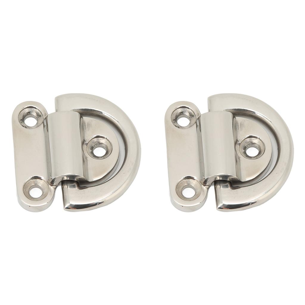 Stainless Steel Marine Folding Pad Eye Cleat Heavy Duty D Ring Tie Down 60x58mm for Boat Yacht