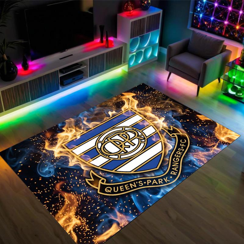 Queens Park Rangers Football Design Crystal Velvet Carpet Cozy Non?Slip Printed Rug For Bedroom Living Room Entrance