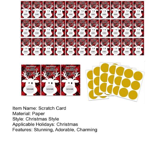 Frohe Weihnachten Rubbelspielkarten Feiertags Rentier Tombola Karte für Gruppen Kinder Erwachsene Weihnachtsfeier Zubehör