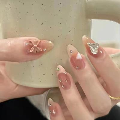 24 Pezzi Forma Goccia d'Acqua Armatura da Indossare Diamante Nuovo Fiocco Amore Moda Rimovibile Riutilizzabile Unghia