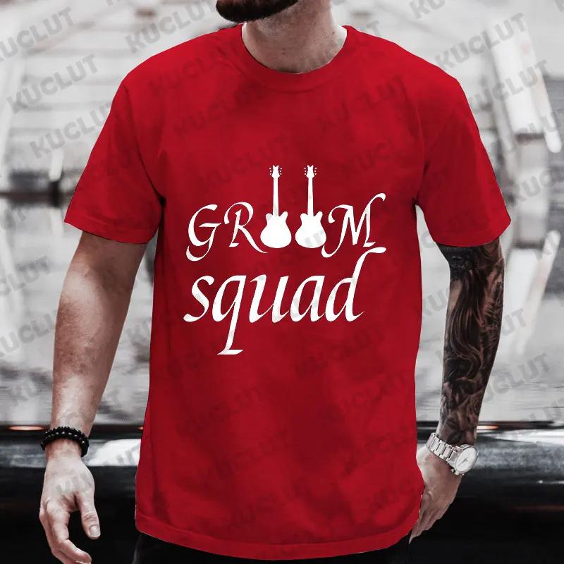 Guitar Graphic Tops Team EVG Groom Squad Best Man T Shirt Groomsman Tees Single Farewell Bachelor Stag Party Wedding Blouses