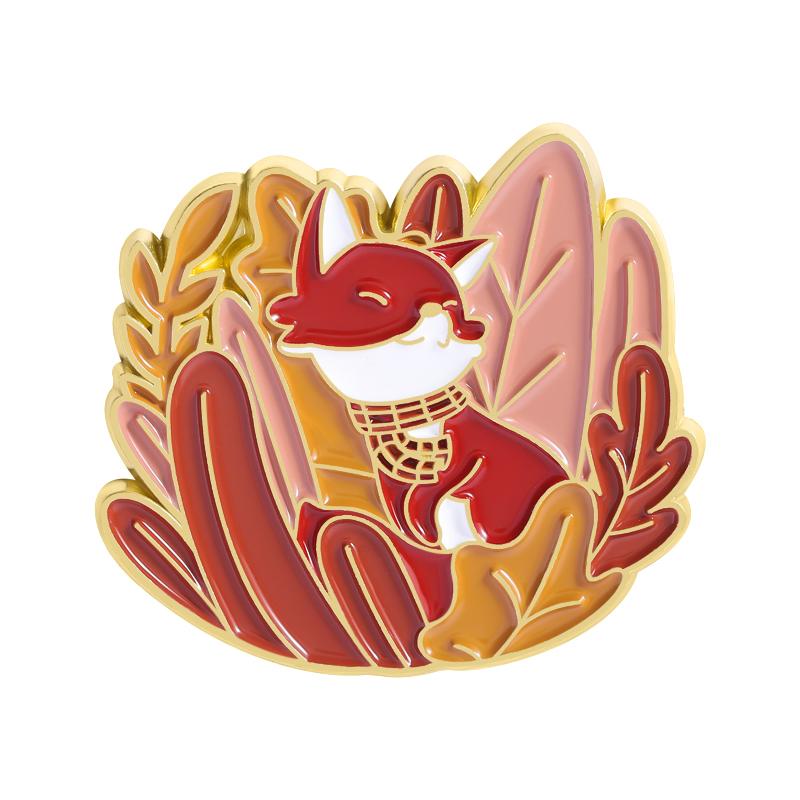 Thanksgiving Tiere Emaille Anstecknadeln Herbst Katze Fuchs Krähe Anstecknadeln Reversabzeichen Cartoon Blätter Schmuck Geschenk für Kinder Freunde