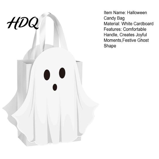 Candy Gift Bag Halloween Ghost Bag White Pouch with Cute Face Trick or Purses And Handbags Treat Favor for Party Kids Goodie Prizes Holder