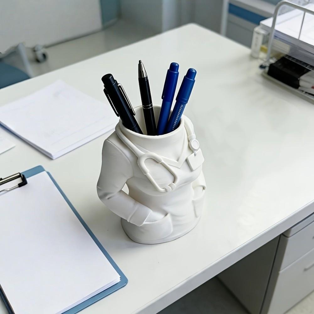 Creative White Coat-Shaped Pen Holder Multifunctional Stationery Organizer  Gift for Doctors Nurses