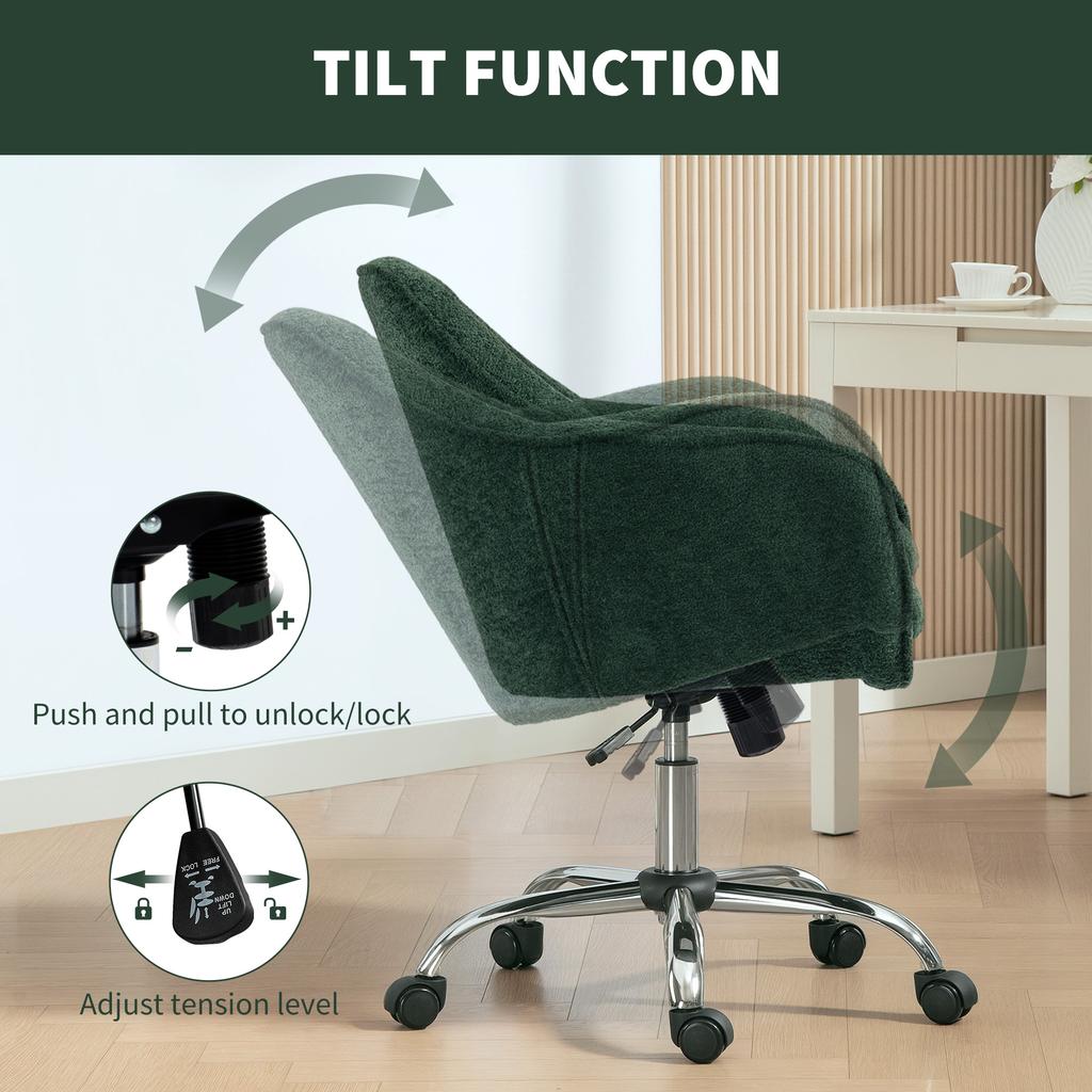 Snow Flannel Office Chair - Dark Green