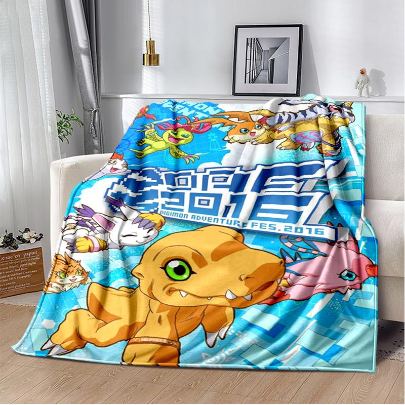 Di-gimon Cartoon Anime Throws Blanket Kids Super Soft Cute Blankt for Travel Couch Picnic Sofa Bed Flannel Blanket Birthday Gift