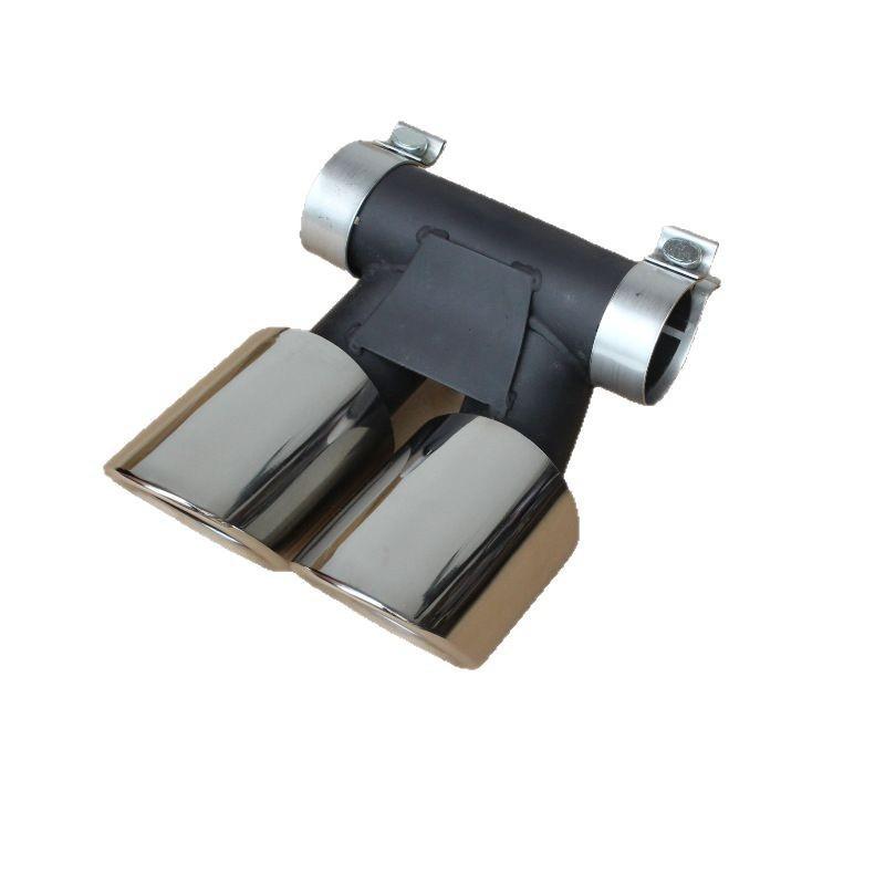 

Porsche 718 Dual Outlet Round Tailpipe Mod - Black/Silver Car Exhaust Pipe