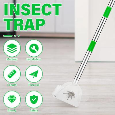 Capturador de aranhas com cabo longo, rede para insetos, ideal para uso interno e externo. Captura percevejos, traças, baratas, centopeias e escorpiões.
