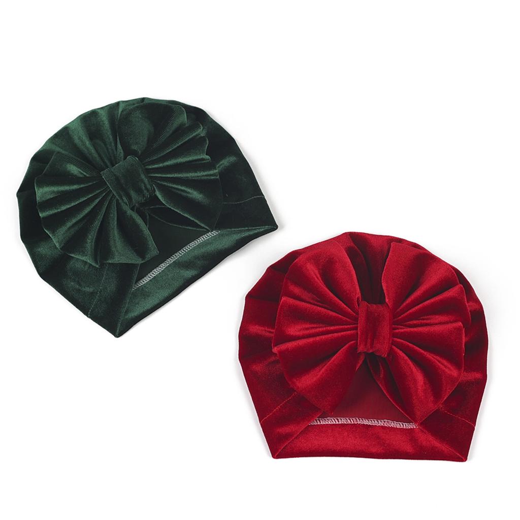 Nyfødt Fløyelshatter, Ensfarvet Sløyfe Varm Myk Høst Vinterlue for Babygutter og -jenter