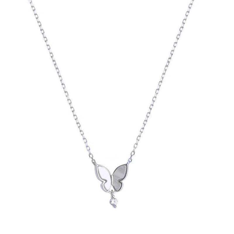 Korean Butterfly Water Drop Necklace for Women - Summer Clavicle Chain with Light Luxury Style