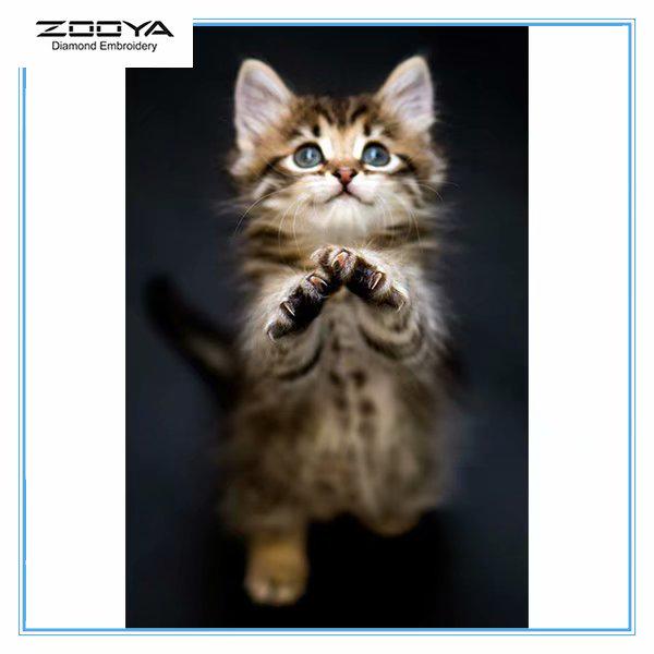 

ZOOYA DIY 5D Полный дрель Алмазная картина Милый кот Вышивка крестом Мозаика Домашний декор Подарок