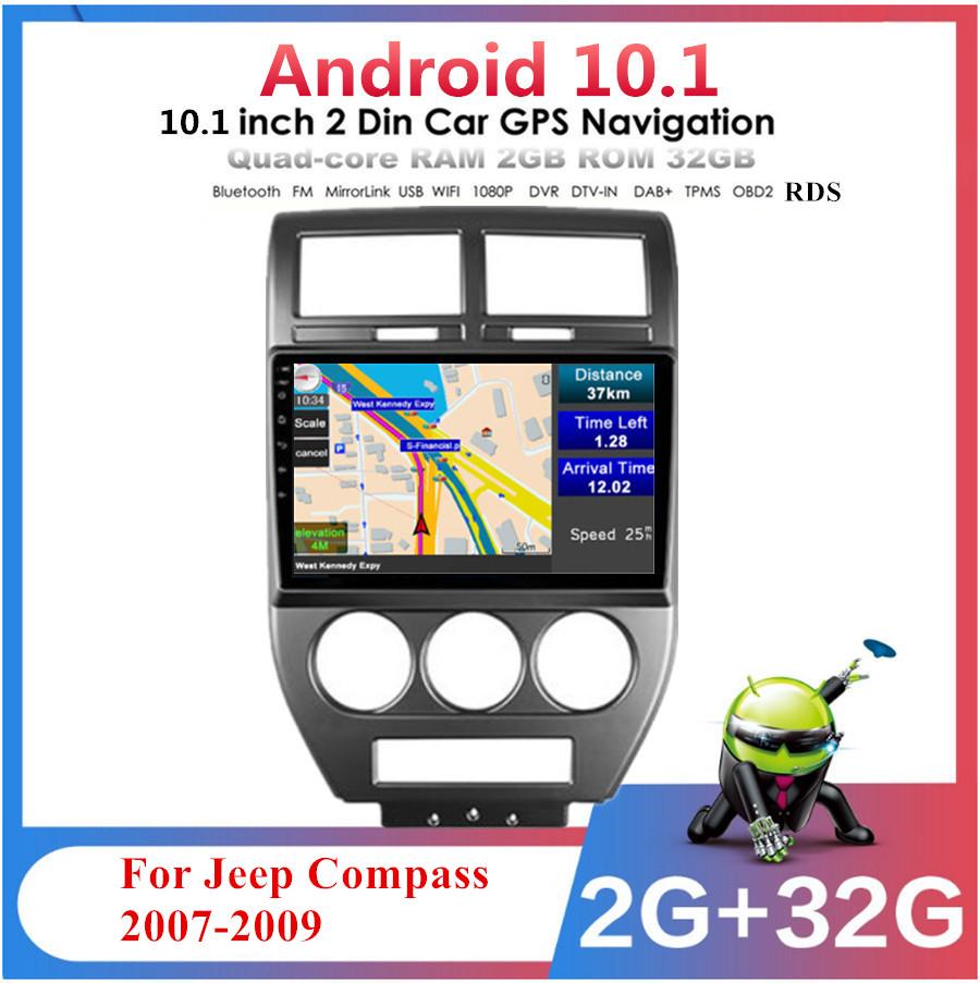 10.1''  Car Stereo Radio Mirror Link OBD RDS For Jeep Compass 2007-09