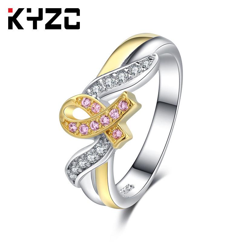 Jewelry Gold-Plated Color-Preserving Hope Ring, Super Flash Diamond Heart Knot Ring.
