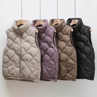 Women's Thin Stand-Up Collar Down Vest Autumn and Winter Slim Short Style Warm & Casual