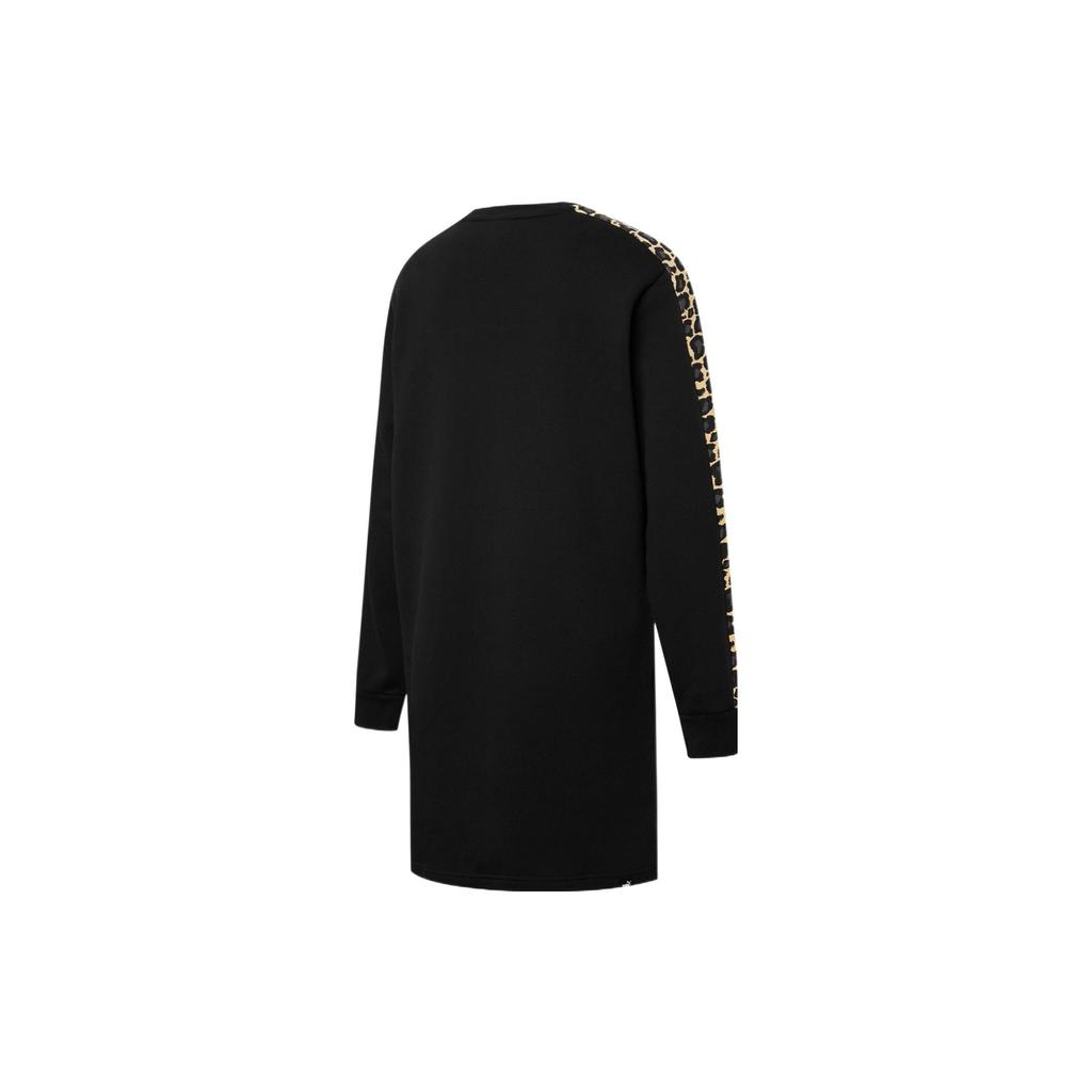 Puma Logo Print Solid Long Sleeve Dress Women Dresses Black 848284-01