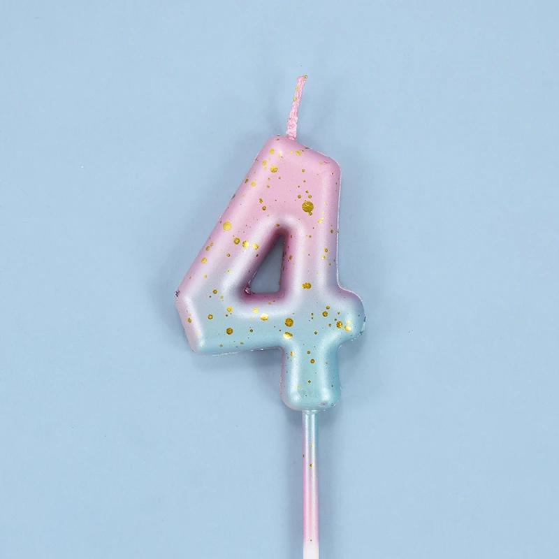 Gâteau d'anniversaire décoré, bougie numérique colorée interstellaire, bougie délicate de couleur bonbon pour enfants, numéro de 0 à 9, décoration de fête