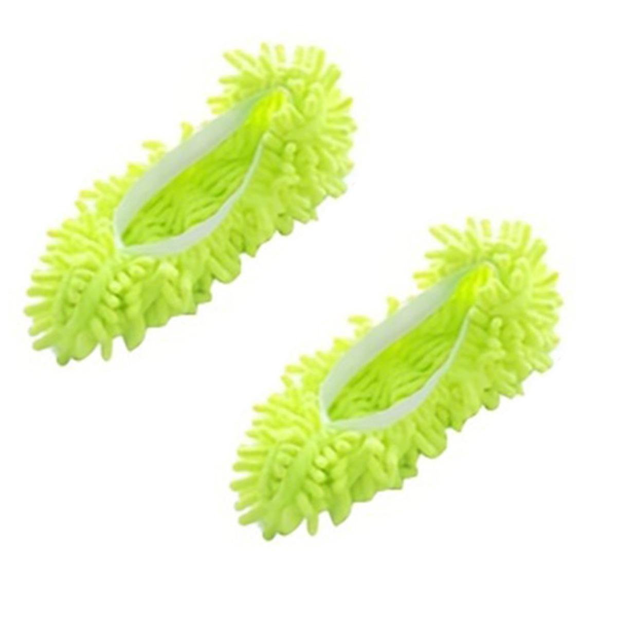 

1 пара моющихся чехлов для чистки обуви, многофункциональные тапочки для швабры из синели, носки для пола, дома зелёный